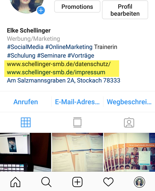 Link zu Datenschutz auf Instagram