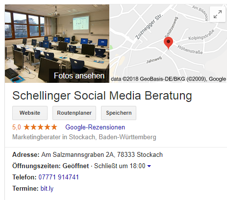 Bewertungen Google Maps - Schellinger Social Media Beratung