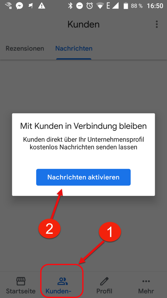 Wie kann ein Unternehmen die Nachrichtenfunktion auf Google Maps aktivieren?